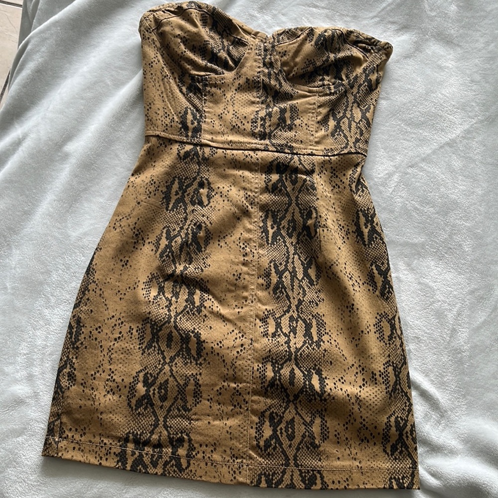 Animal Print Strapless Dress